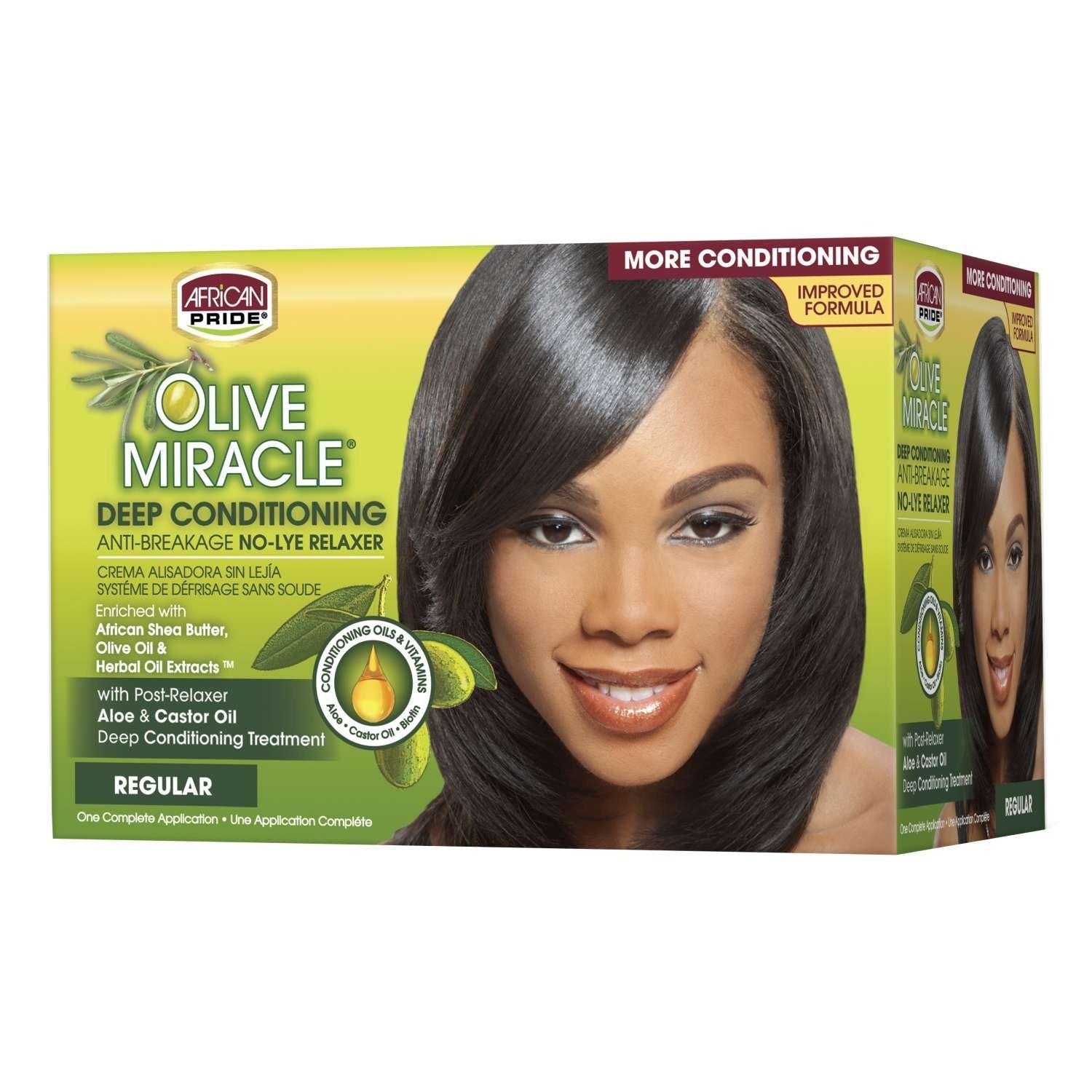 African Pride Olive Miracle No-Lye Relaxer Regular Kit